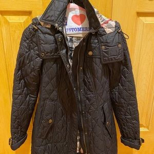 Burberry Finsbridge Long Hooded Belted Jacket BLK